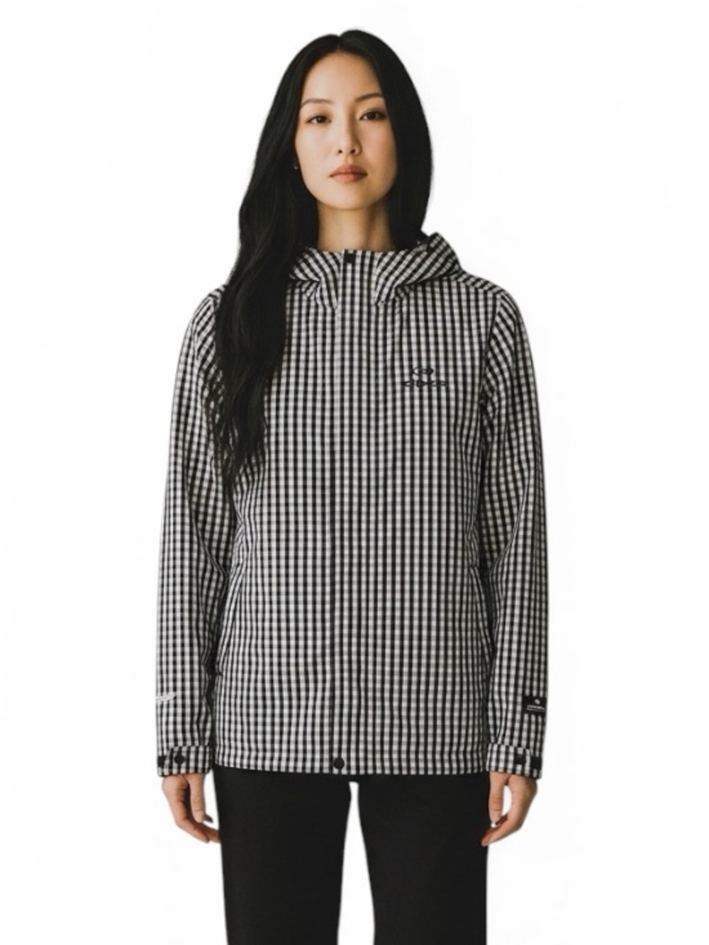 NWOT EIDER Navy Gingham Nylon Jacket